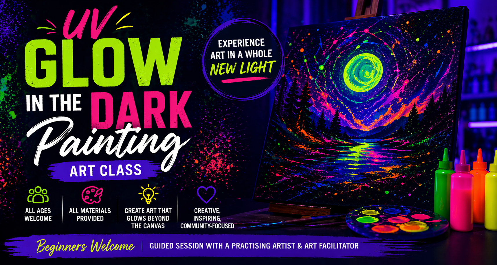 UV Glowin the Dark Painting Art Class Banner