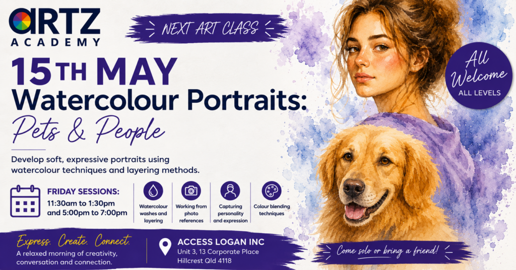 fb banner pets and people watercolour class